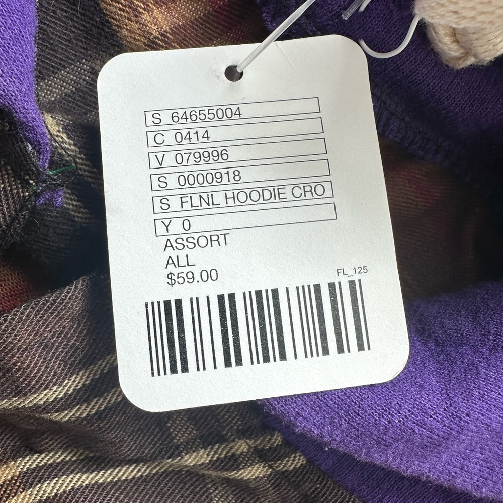 URBAN RENEWAL brown plaid flannel crop hooded up-cycled shirt size Small - NWT! - Picture 7 of 8
